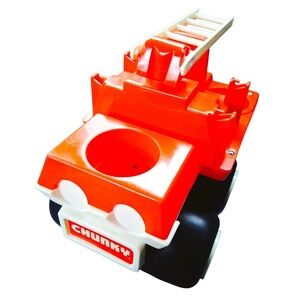 Rare Vintage 1975 Kusan Chunky Red Ladder Fire Truck - Collector's Nostalgic Toy